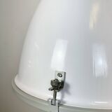 Lampe d'usine industrielle en métal émaillé blanc et verre, 1990