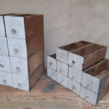 Lot 10 tiroirs anciens atelier poignées bronze