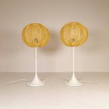 Pair of Bergboms B-024 mid-century modern table lamps, 1960s, Sweden.