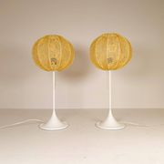 Pair of Bergboms B-024 mid-century modern table lamps, 1960s, Sweden.
