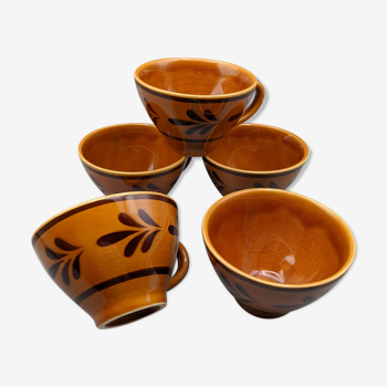 Set de 5 tasses ou bolée à cidre en céramique craquelée argoat gourin bretagne