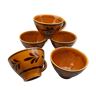 Set of 5 cups or cracked ceramic cider bowl argoat gourin bretagne
