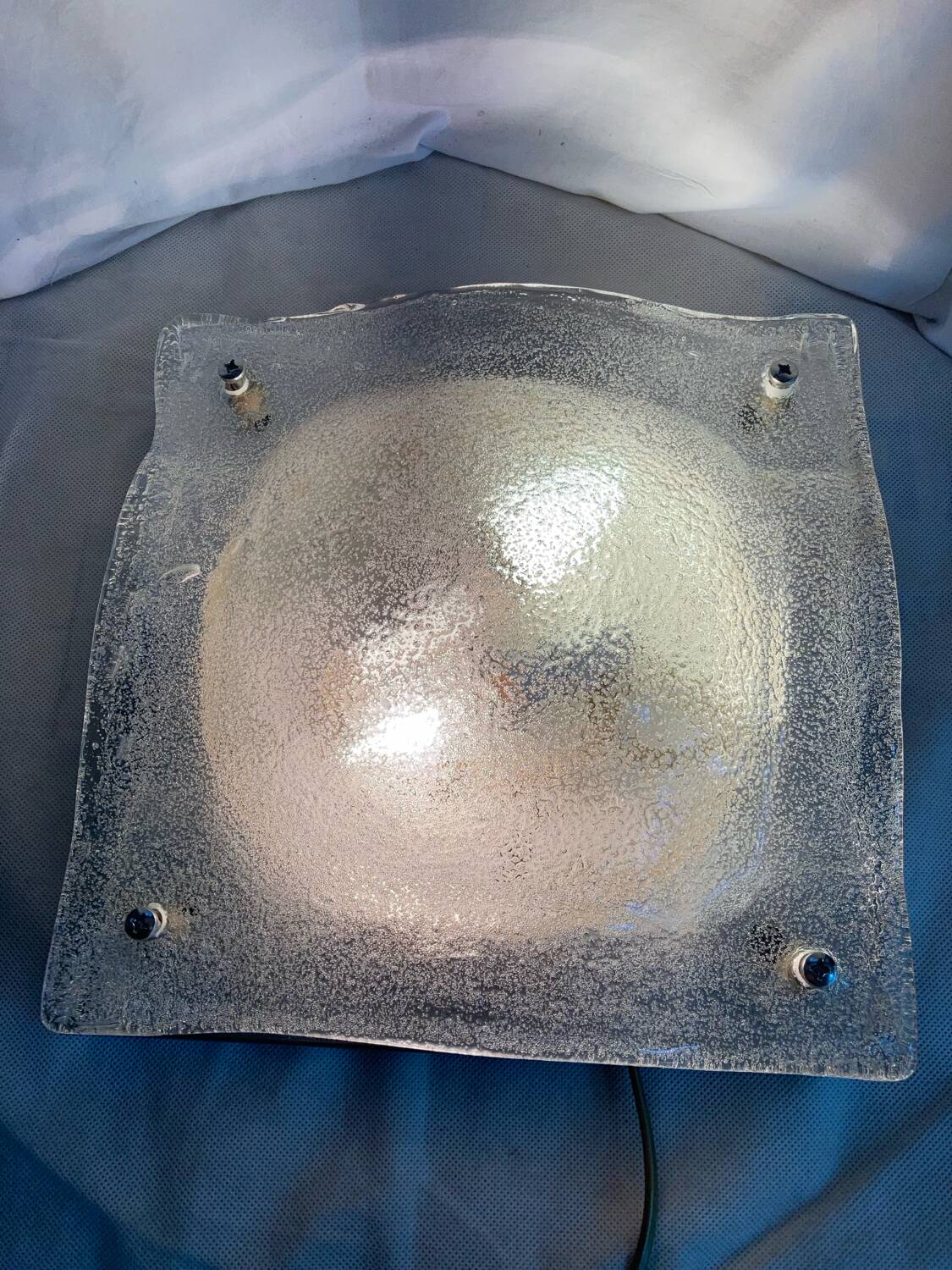 Vintage 70's wall light in white Murano glass