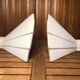 Pair art deco wall lamp angle white plaster made in italy vintage #a469