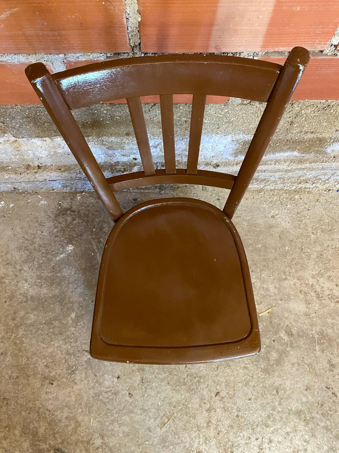 Antique Luterma style bistro chair vintage brown wood