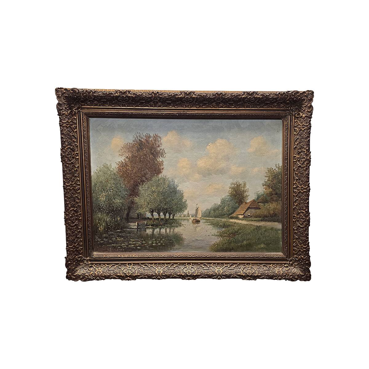 H. Sanders Classic Dutch Landscape Painting, 1950/70s