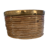 Rattan and brass basket