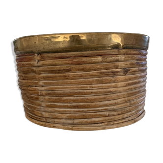 Rattan and brass basket