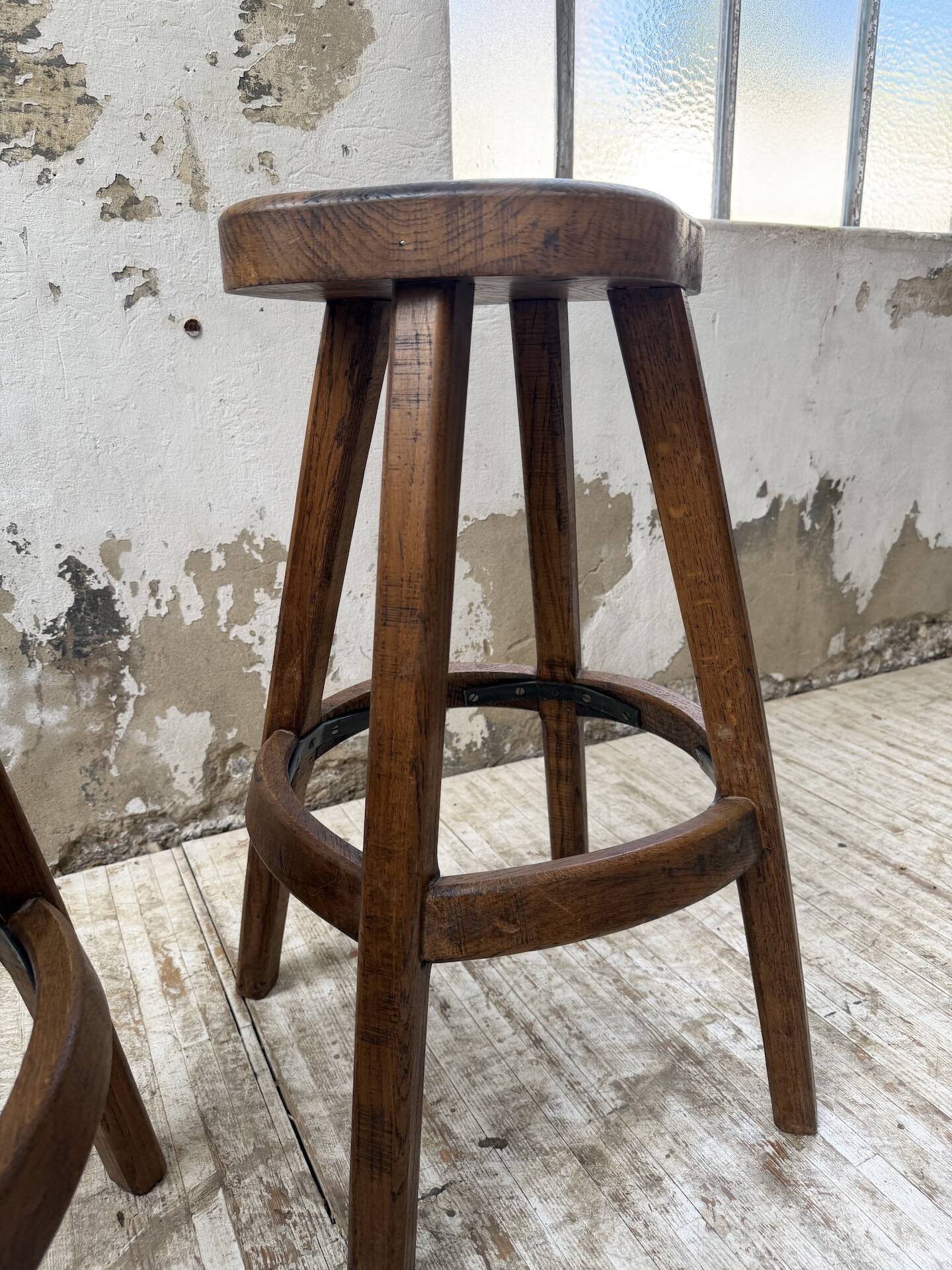 Pair of Henri Bataille stools in oak