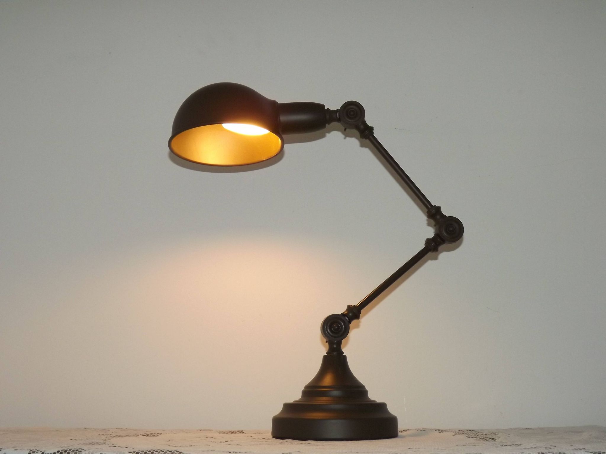 French Vintage Retro Anglepoise Adjustable Desk Lamp In Olive Green Metal 4946
