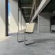 Fauteuil cantilever simili cuir crème vintage 80’s