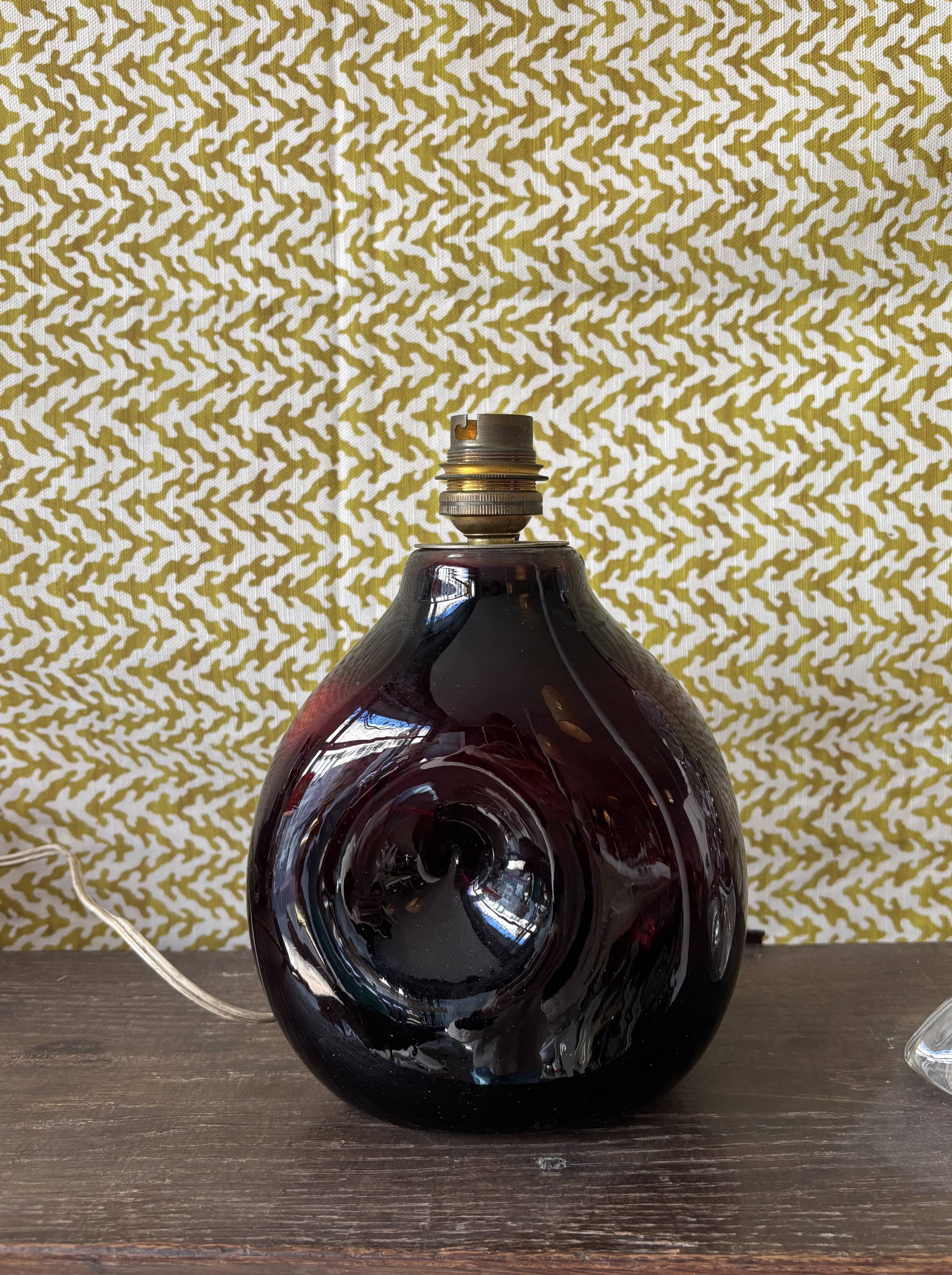 Blown glass lamp signed Morin