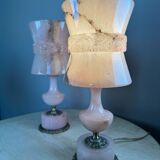 Pink alabaster lamps from the 60s (X2)