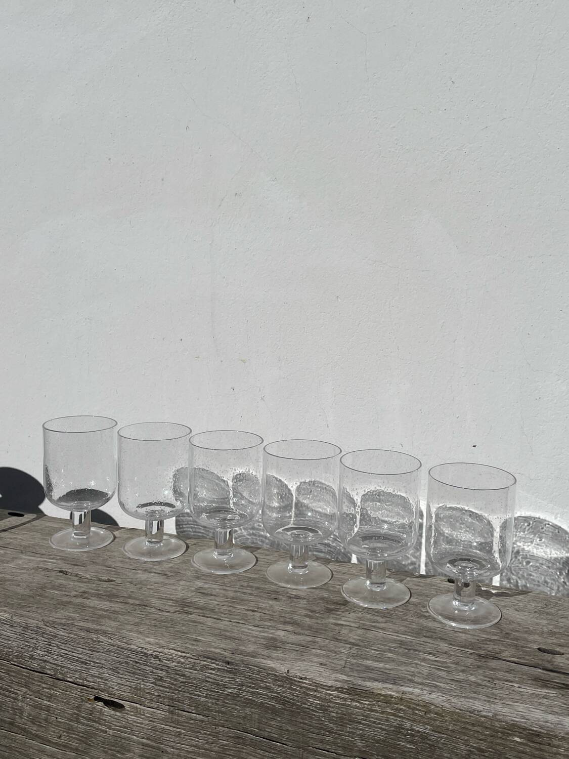6 large transparent bubble glass wine glasses