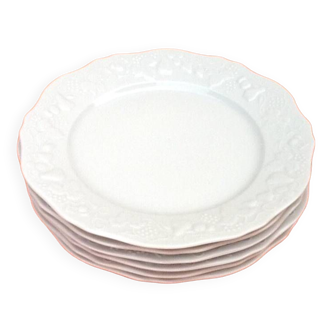 6 assiettes plates porcelaine de limoges philippe deshoulières collection california