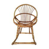 Rocking-chair « coquille » en rotin pour enfant
