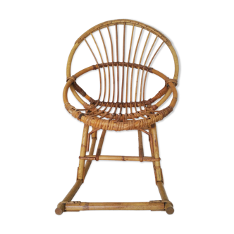 Rocking-chair "shell" in rattan, for children