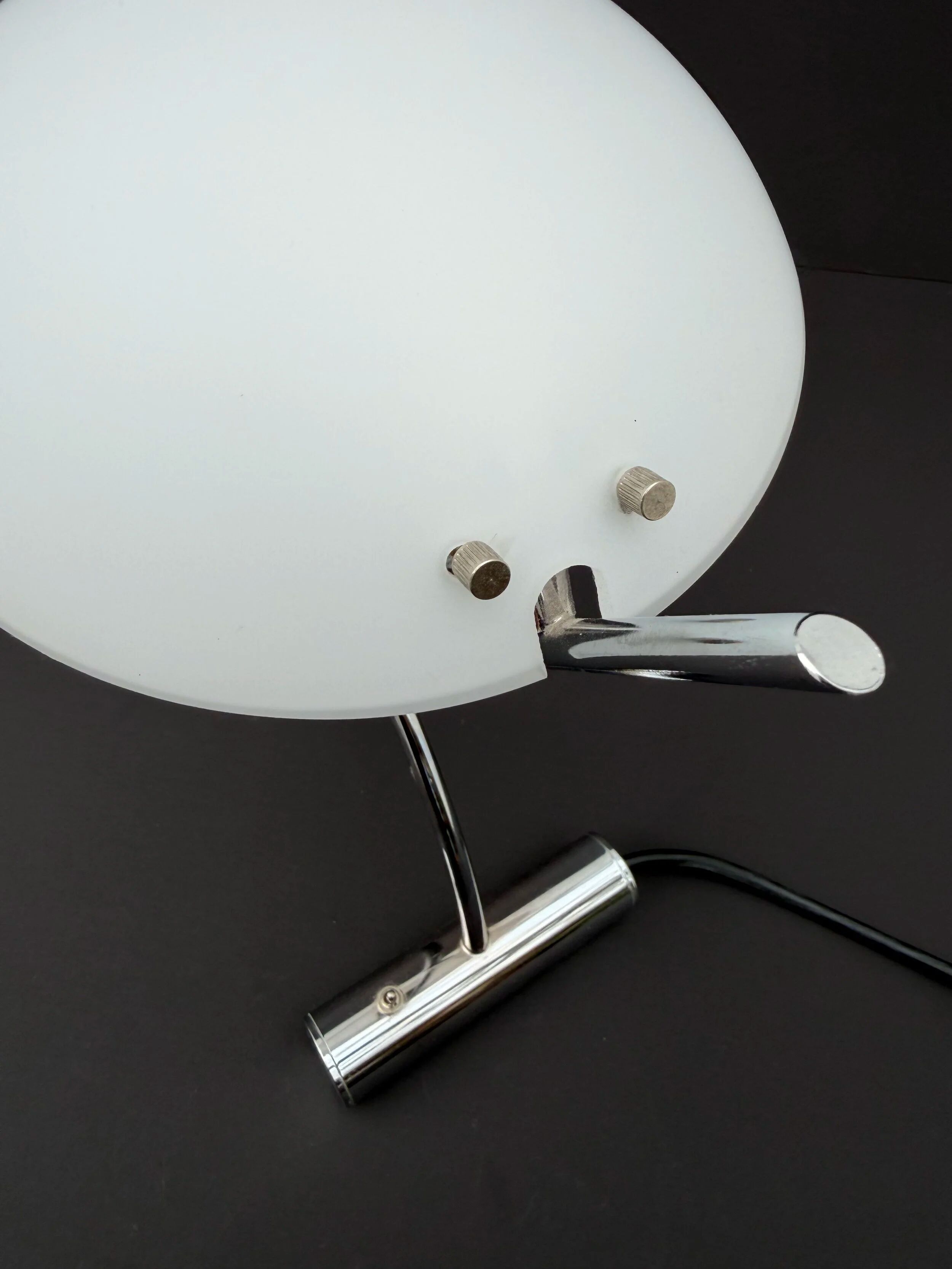 "girasole" lamp by de majo in chrome and opaline, italy 1990
