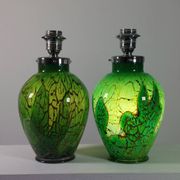 Pair of chrome glass table lamps Ikora WMF Art Deco Karl Wiedmann 1930