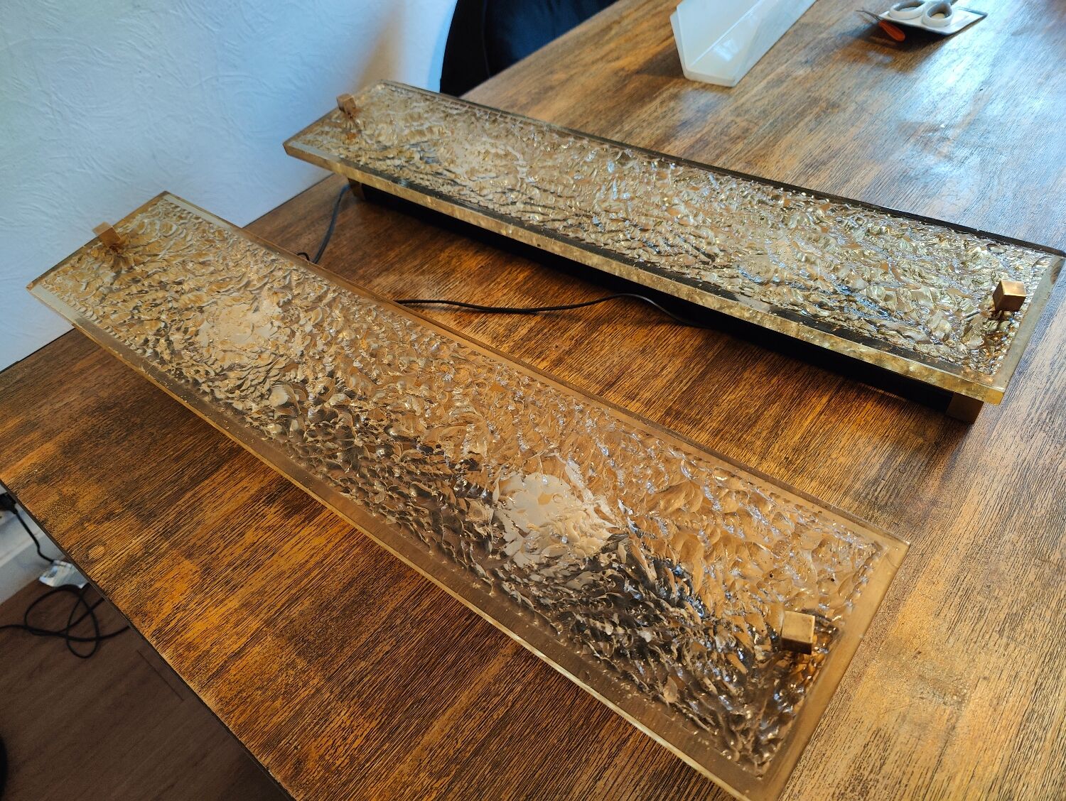 Pair of large Dallux wall lights attributed to Pierre Disderot.