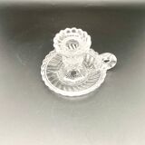 Candle holder with cup and handle in worked glass