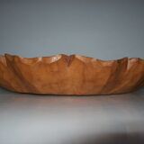 Carved wooden fruit cup with signed leaf shape
