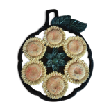 Dessous de plat en fonte métal patiné Tournesol Fleur ancien dp0322108