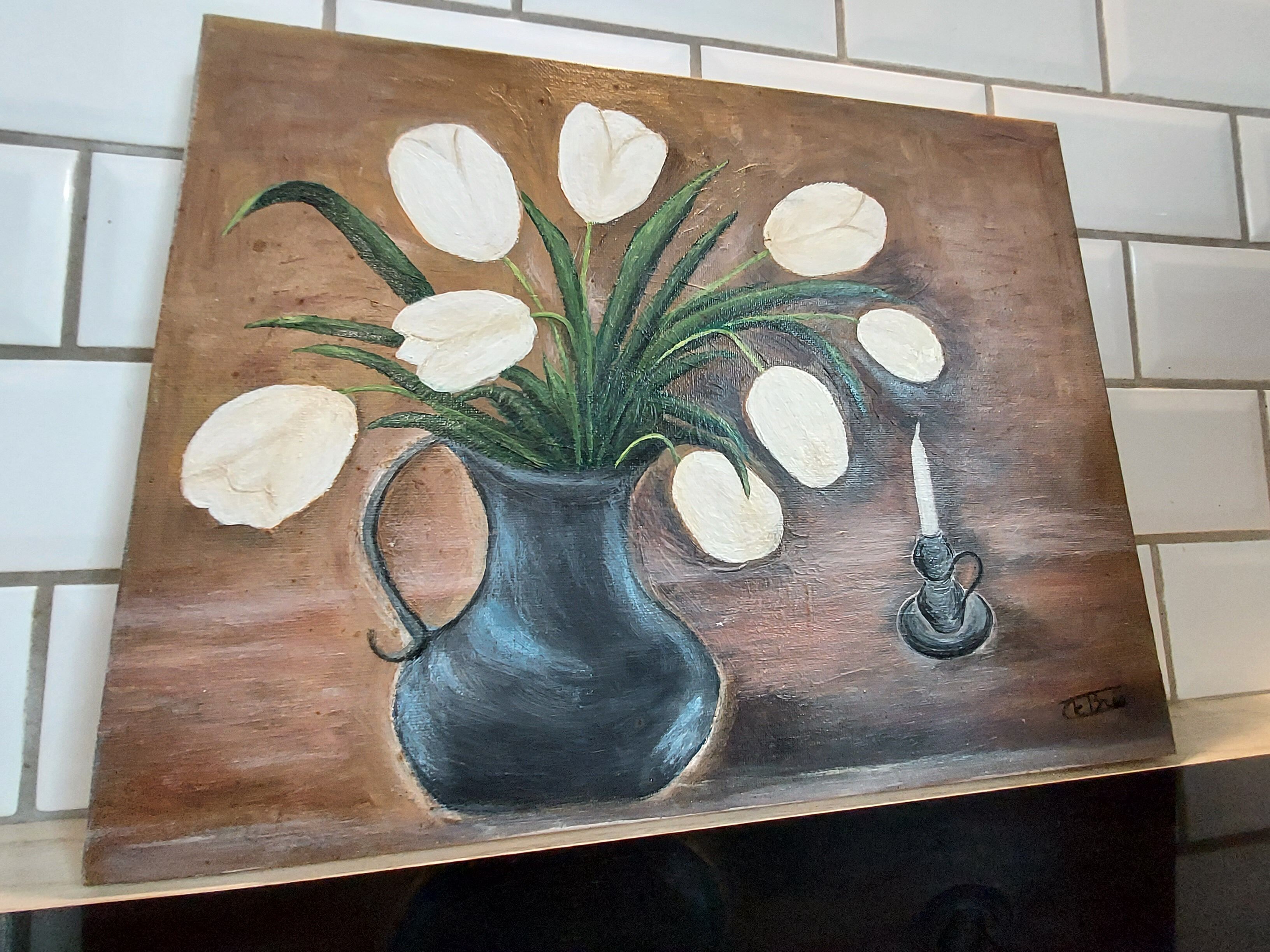 Still life white tulips