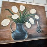 Still life white tulips