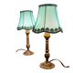 Paire de lampes chevet laiton et abat jour en satin 29x14