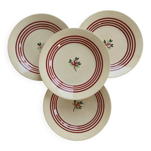 4 assiettes creuses terre - rouge