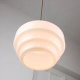 Mid-century Cascade Brass and Opaline Pendant Lamp