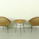 1950s Italian Rattan Basket Chairs & Matching Bistro Table Set