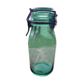 Green glass jar