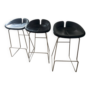 3 tabourets en cuir Fjord Moroso