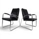 Set of 2 tubular steel Bauhaus Streamline leather armchairs, 1930.