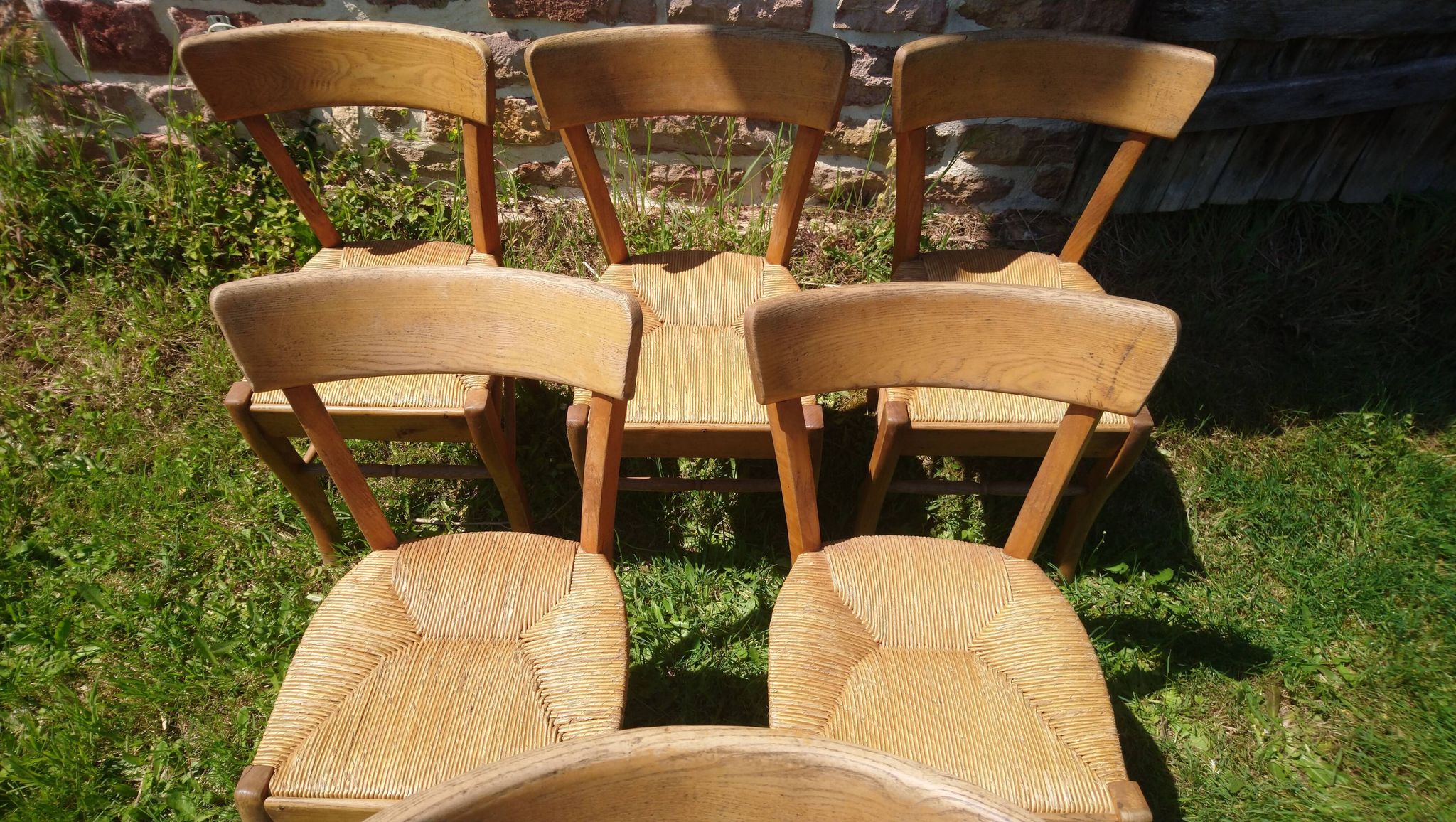 6 bistro chairs in straw and beech