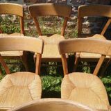 6 beech straw bistro chairs
