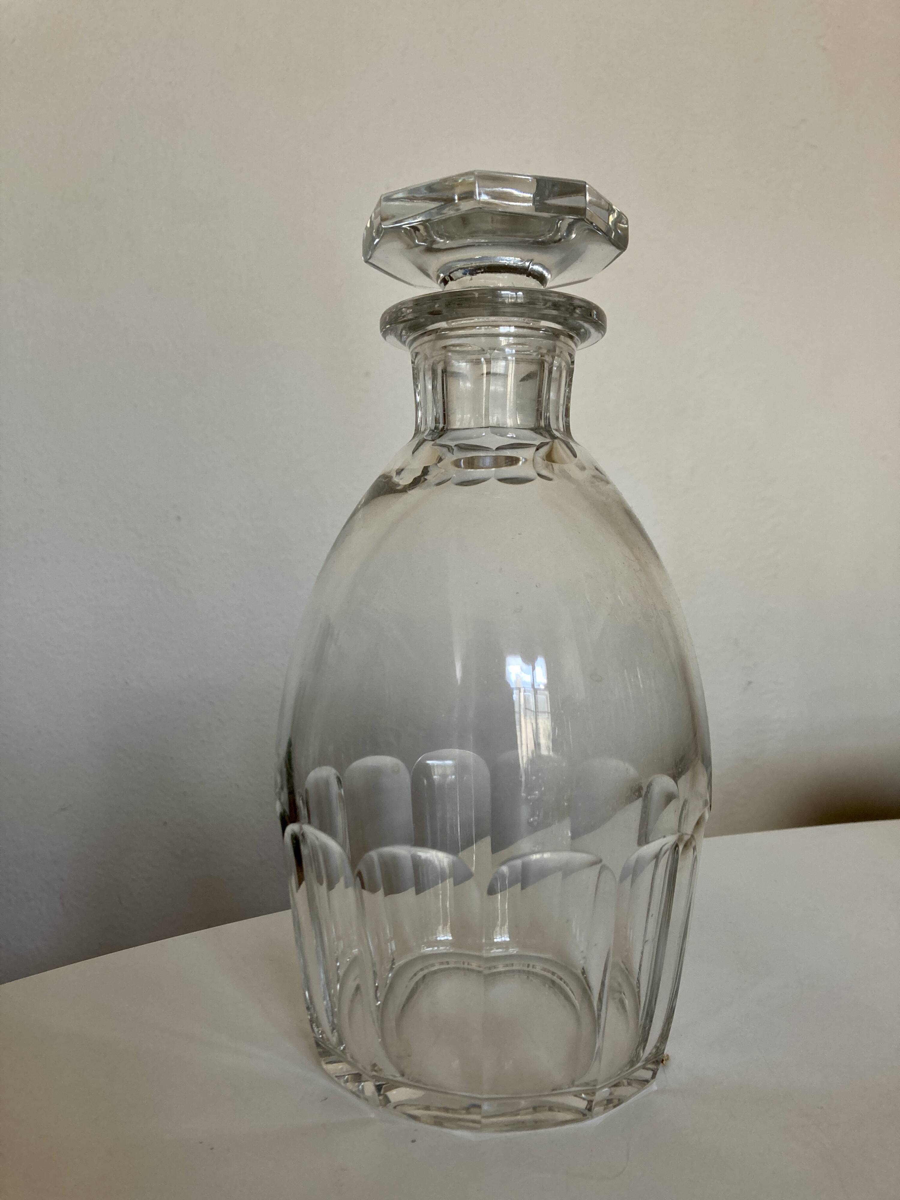 Cut crystal decanter with flat ribs, 1960