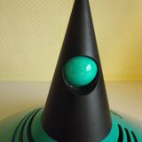 Emerald blue metal pendant light, Memphis style, space age -1980-