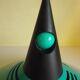 Emerald blue metal pendant light, Memphis style, space age -1980-