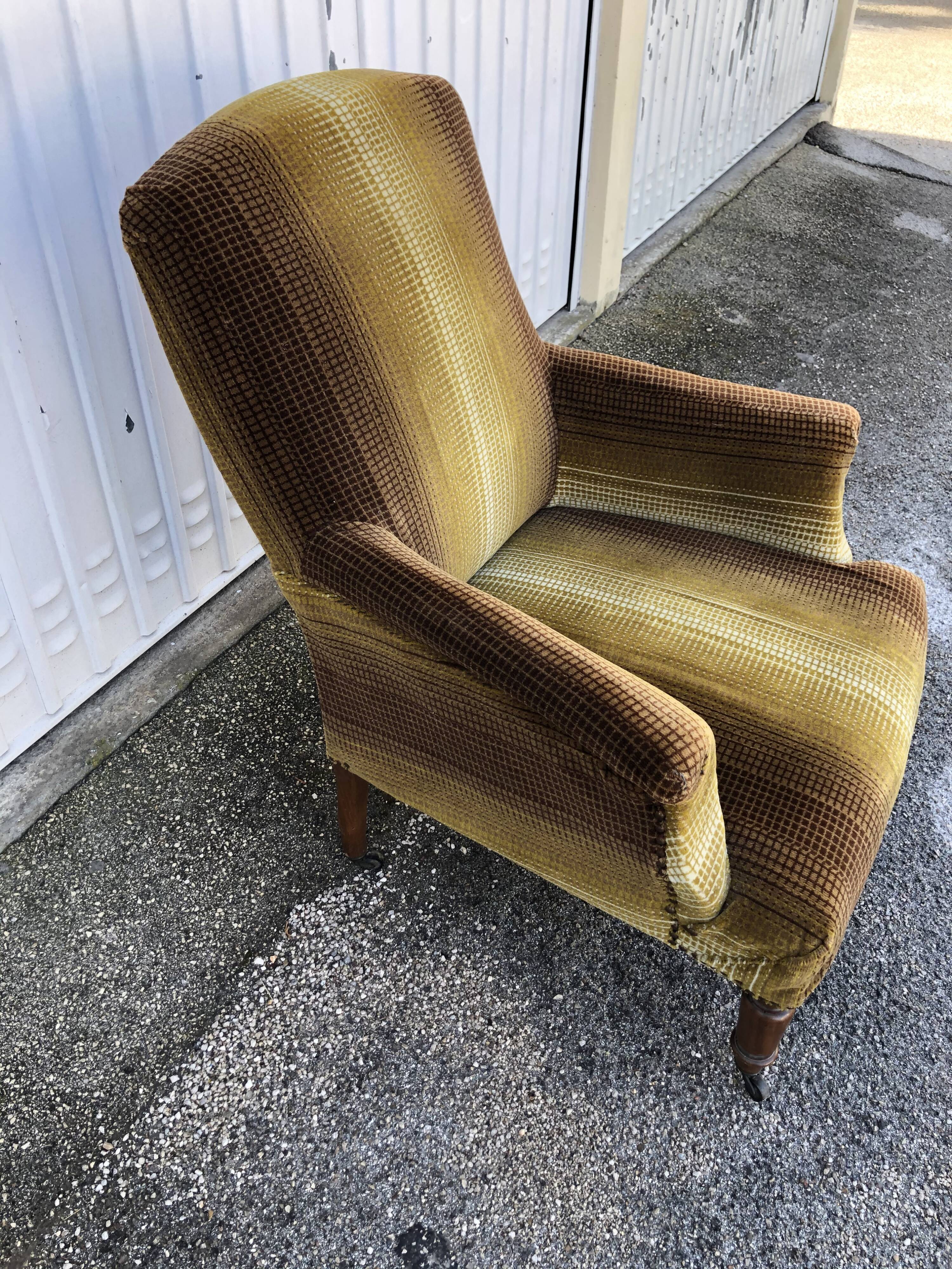 Striped velvet armchair