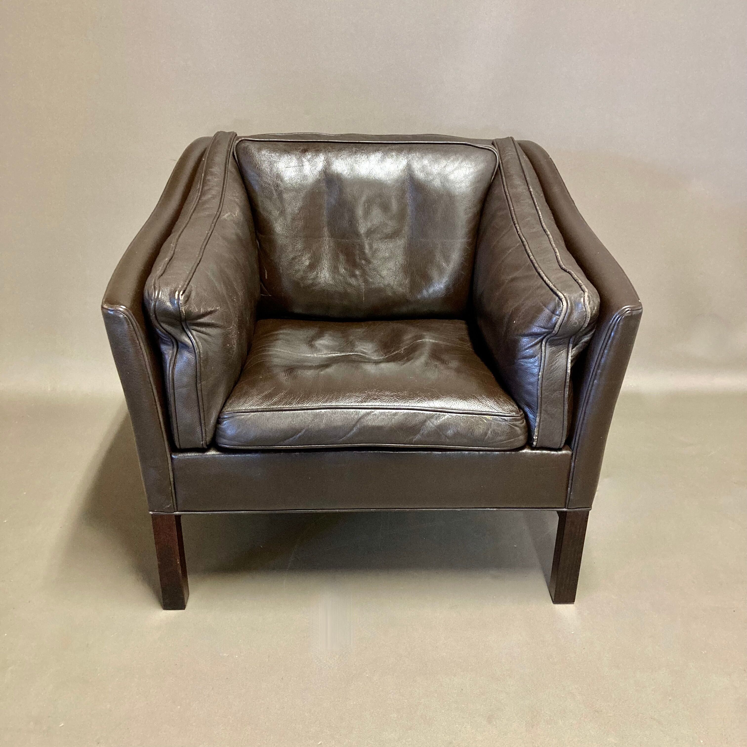 Scandinavian design leather armchair 1960.