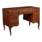 Bureau d’écriture néoclassique ancien '700 en placage de bois exotique et sapin argenté