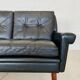 Vintage Danish retro Svend Skipper 3 person sofa in black leather 1960s