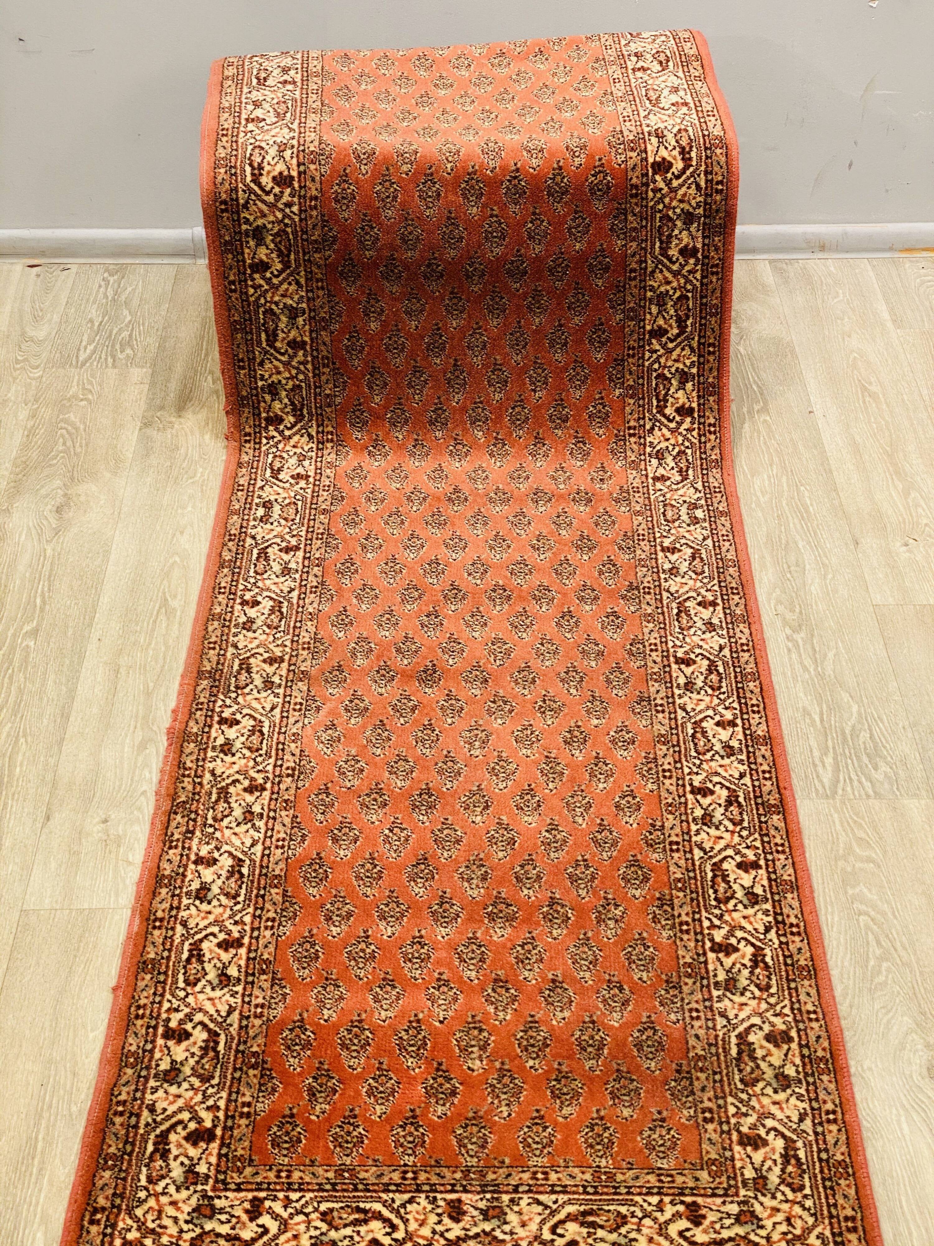 Tapis coloré naturel fait main des années 60 256x73cm