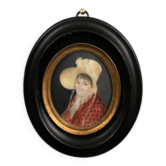 Miniature portrait of a woman with headdress Arsène Blaye early nineteenth frame