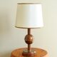 Lampe marron et dorée en métal, abat jour beige, années 70