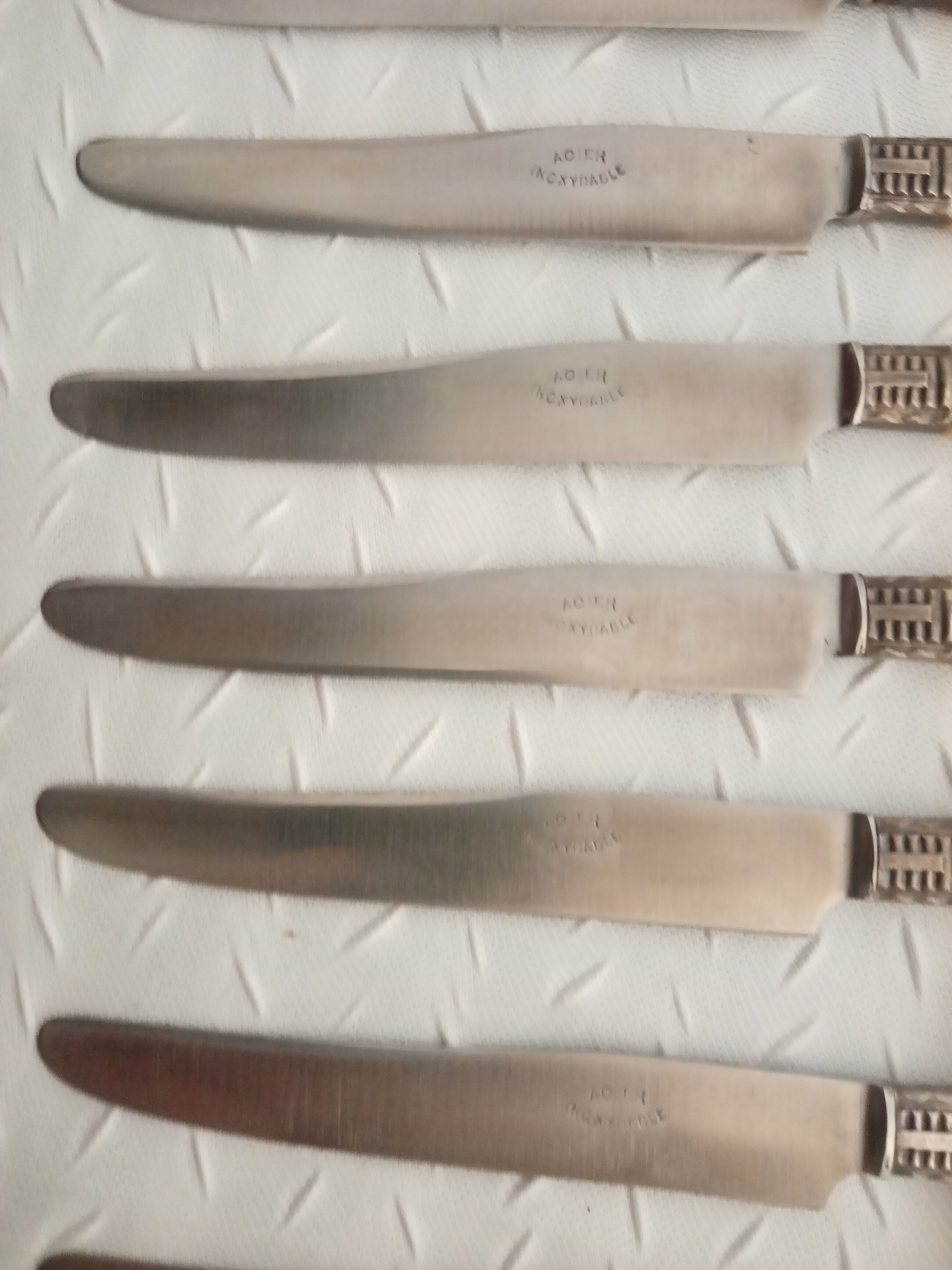 12 old silver ferrule cheese knives