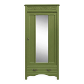 Armoire parisienne art déco kaki rénovée miroir d’origine